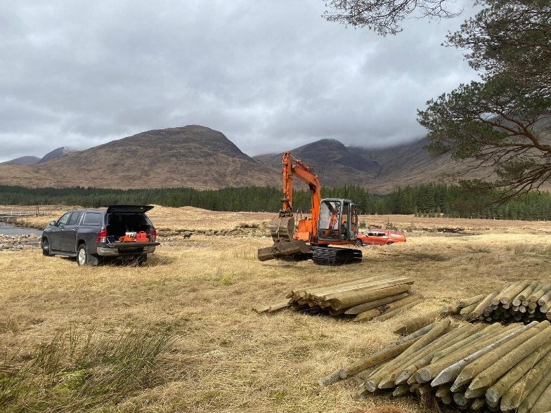 In early 2026 materials and machine were on site to begin creating tree enclosures
